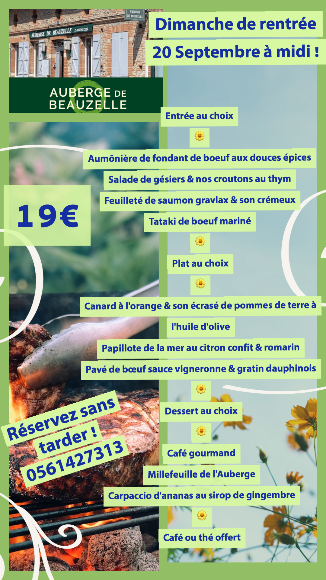 Restaurant ouvert le dimanche 20 septembre
