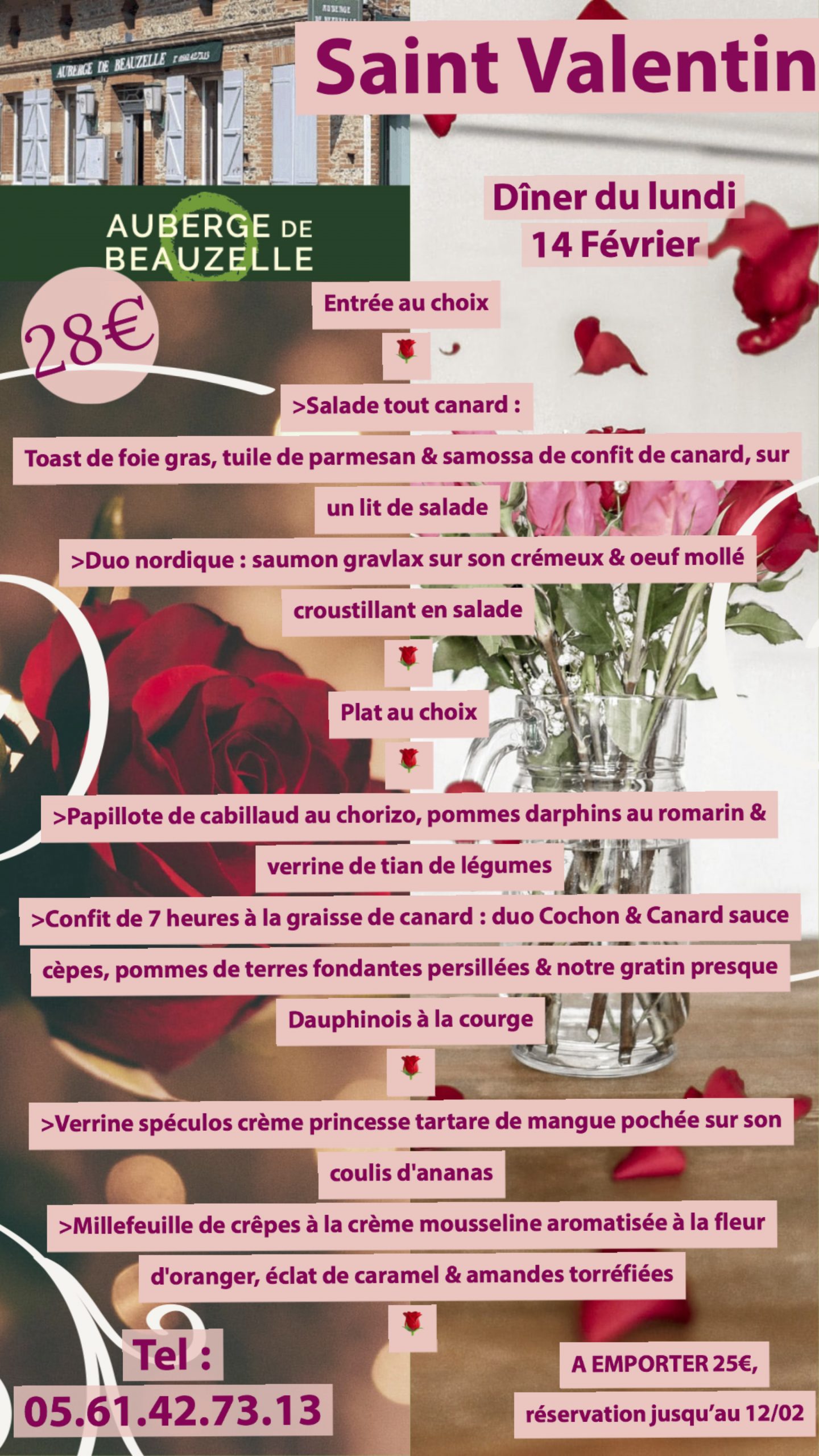 SAINT-VALENTIN A L’AUBERGE DE BEAUZELLE